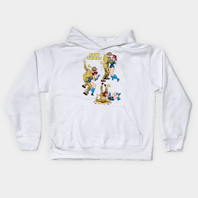 Black Cat Judo Tricks Kids Hoodie by Angel Robot